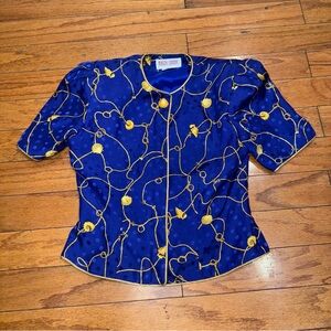 Vtg Seashell blouse 
Size: 2 xs/small
Pit to pit: 15 in.